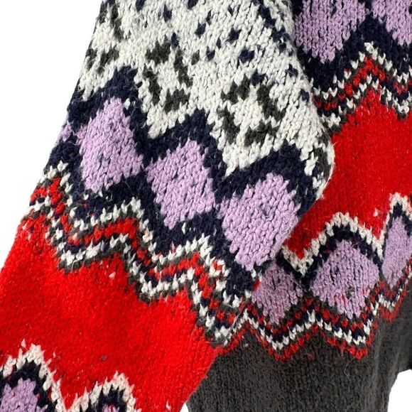 Aerie Sweater Oversized Boxy Relaxed Fit Multicolored Grandpa Geometric Size S - Picture 6 of 10